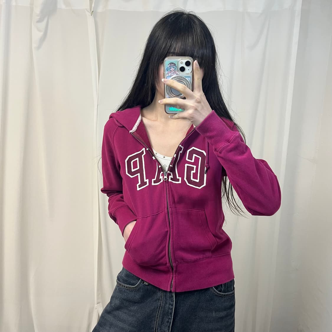 Gap magenta pink zip-up hoodie 상품이미지1