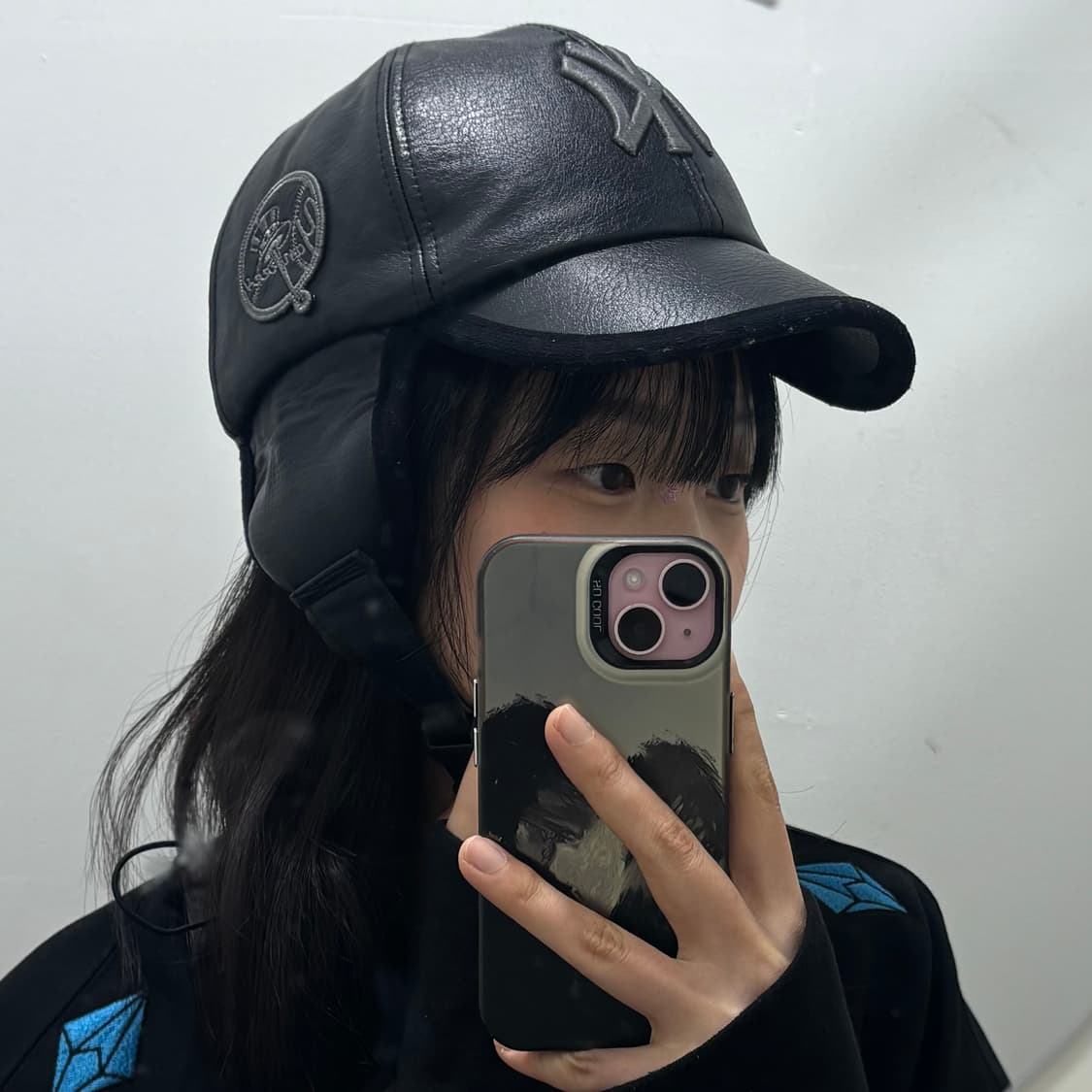 MLB 뉴욕양키스 레더 이어플랩 트루퍼햇 블랙 상품이미지1