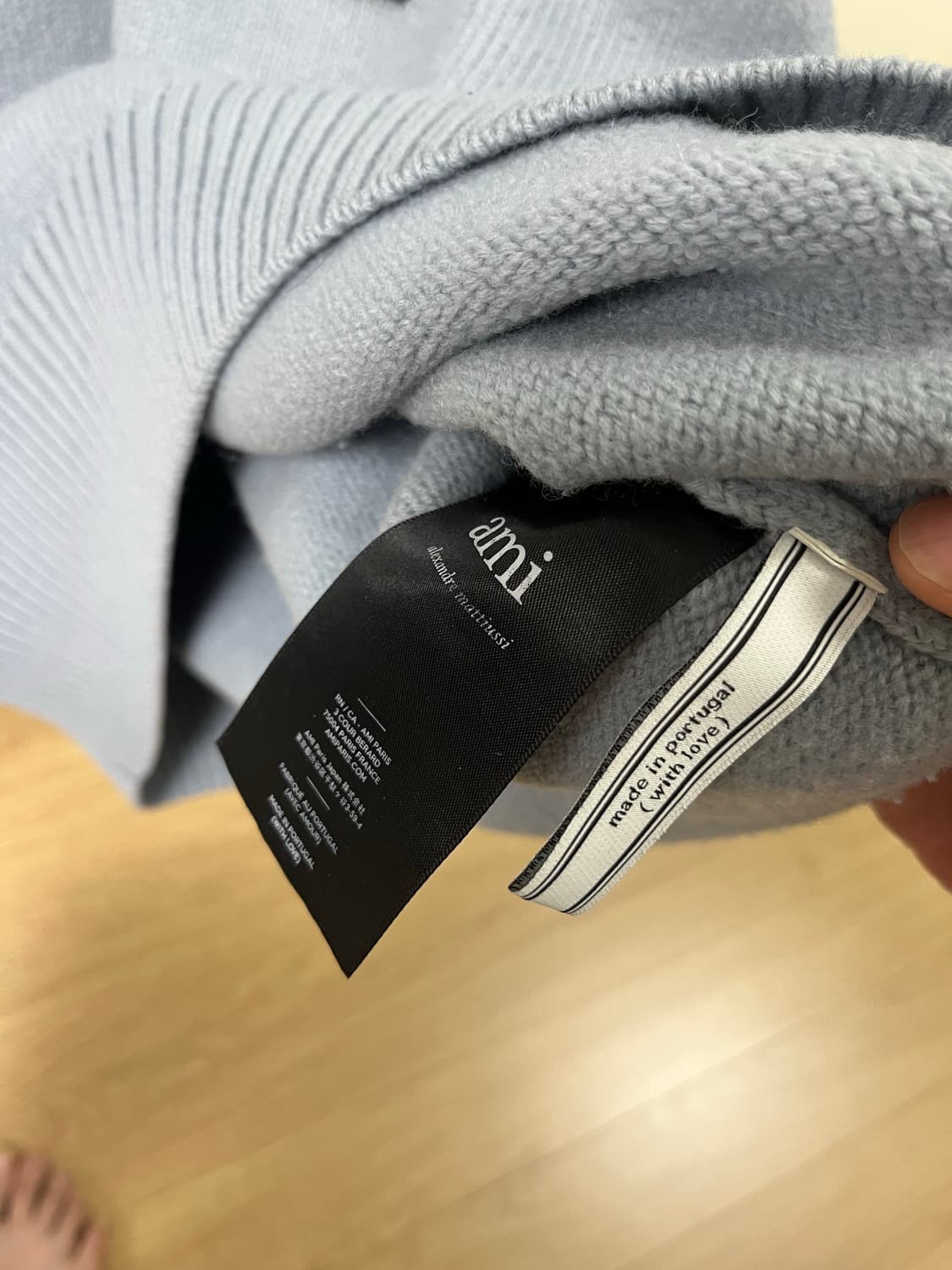 아미 빅하트 로고 니트 스틸블루 판매 상품이미지4