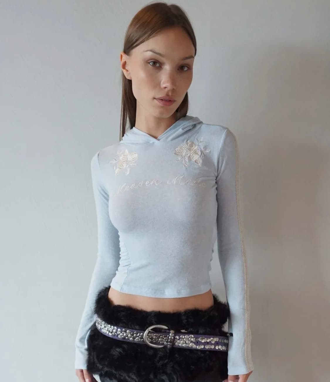스컬프터 후드티 Rose Angora Hoodie Tee BabyBlue 상품이미지1