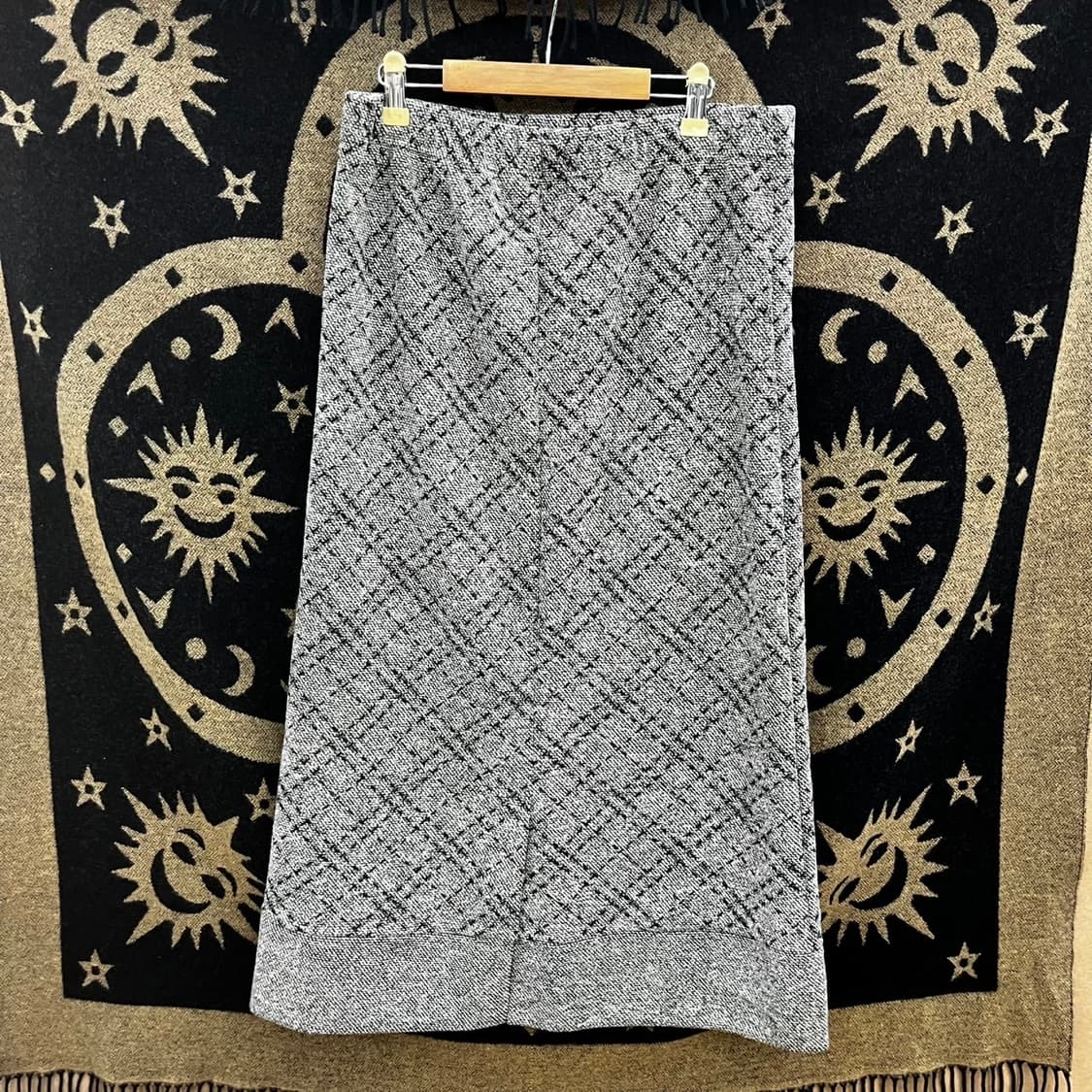 빈티지 캐주얼 모직 스티치 헤링본 트임 롱스커트 K0090 상품이미지4