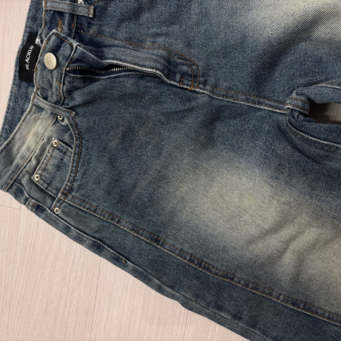 블랙업 와이드 절개 데님 S사이즈 상품이미지7
