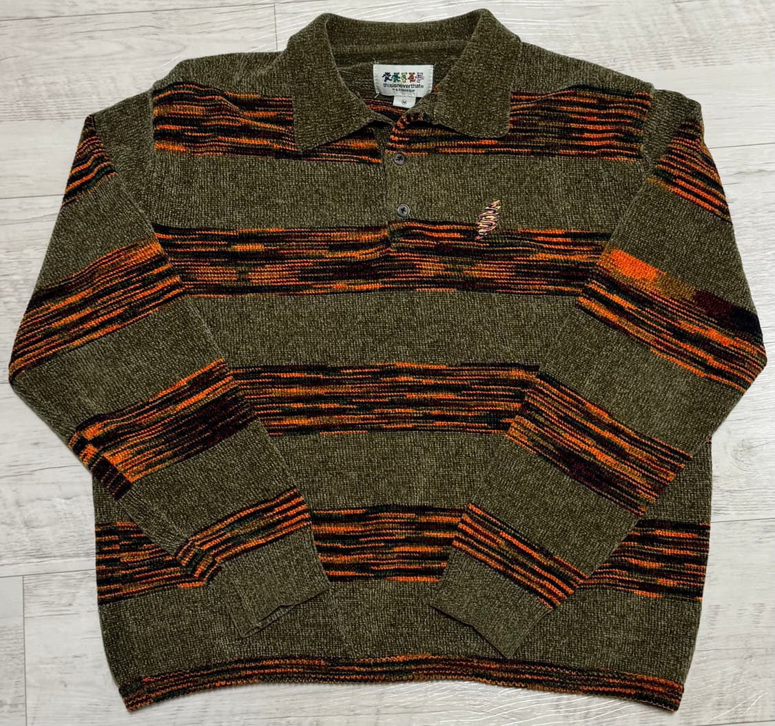 디스이즈네버댓 x 그레이트풀 데드 라이트닝 벨벳 니트 폴로 카키 상품이미지1