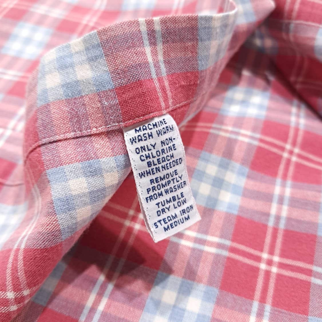 CL927 L 폴로 90s 버튼다운 빈티지 레드 마드라스 체크 셔츠 남 상품이미지5