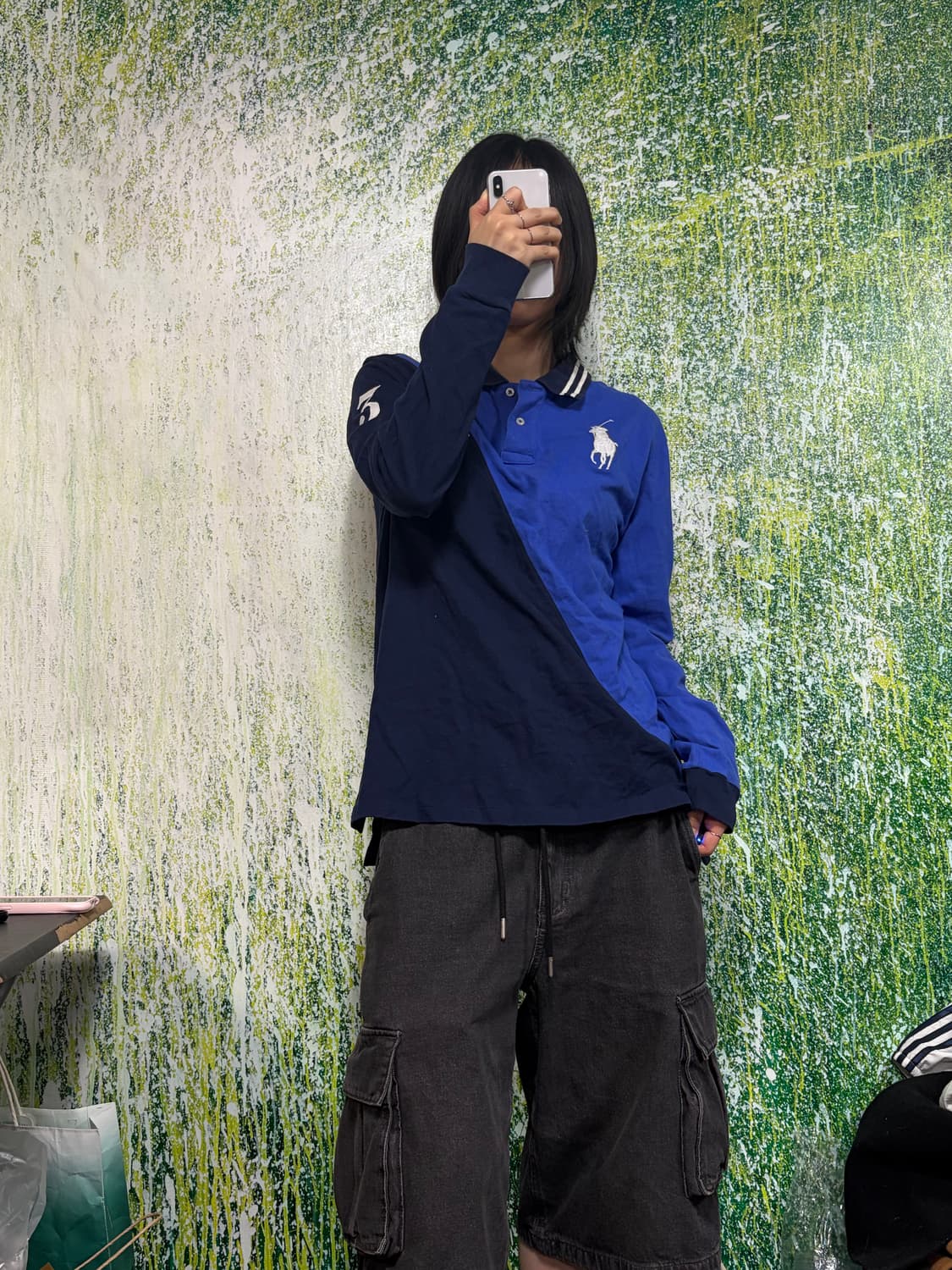 폴로 빅포니 치프키프 네이비 블루 배색 자수 럭비티 롱슬리브 키즈 XL 상품이미지2