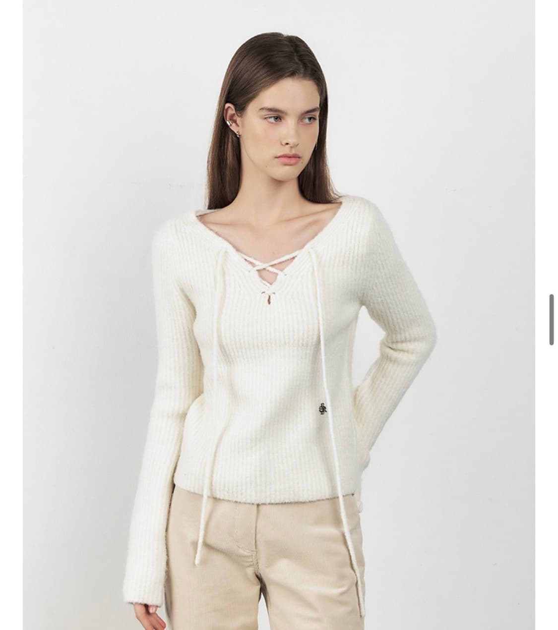 시티브리즈 부클 웨스턴 레이스업 니트_IVORY 상품이미지2