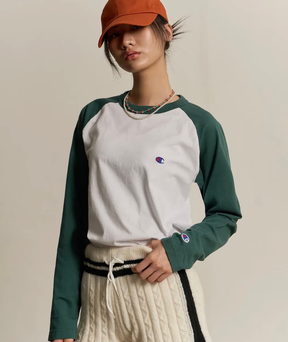 [m 새상품] Champion 챔피온 나그랑 긴팔 티셔츠 다크그린 상품이미지1