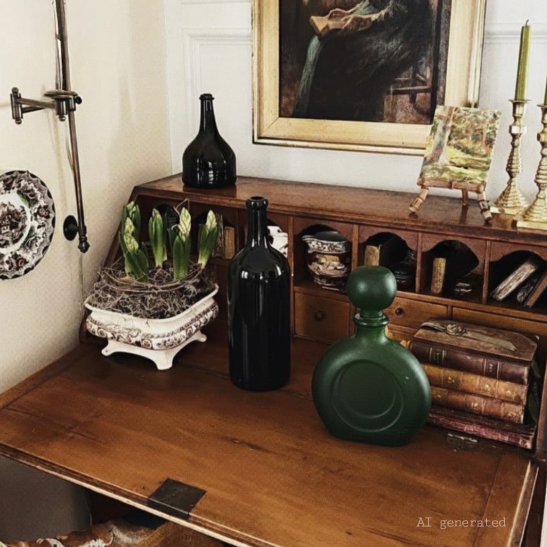 80s 프로스트 그린 글라스 보틀오브제 상품이미지2