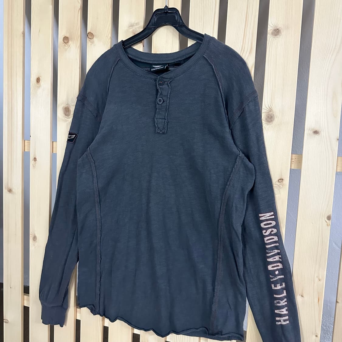 (S) 할리데이비슨 차콜 빅로고 헨리넥 롱슬리브 상품이미지3