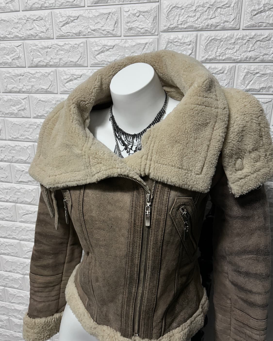 Baby Lamb Double High-Neck Shearling Jk 상품이미지4