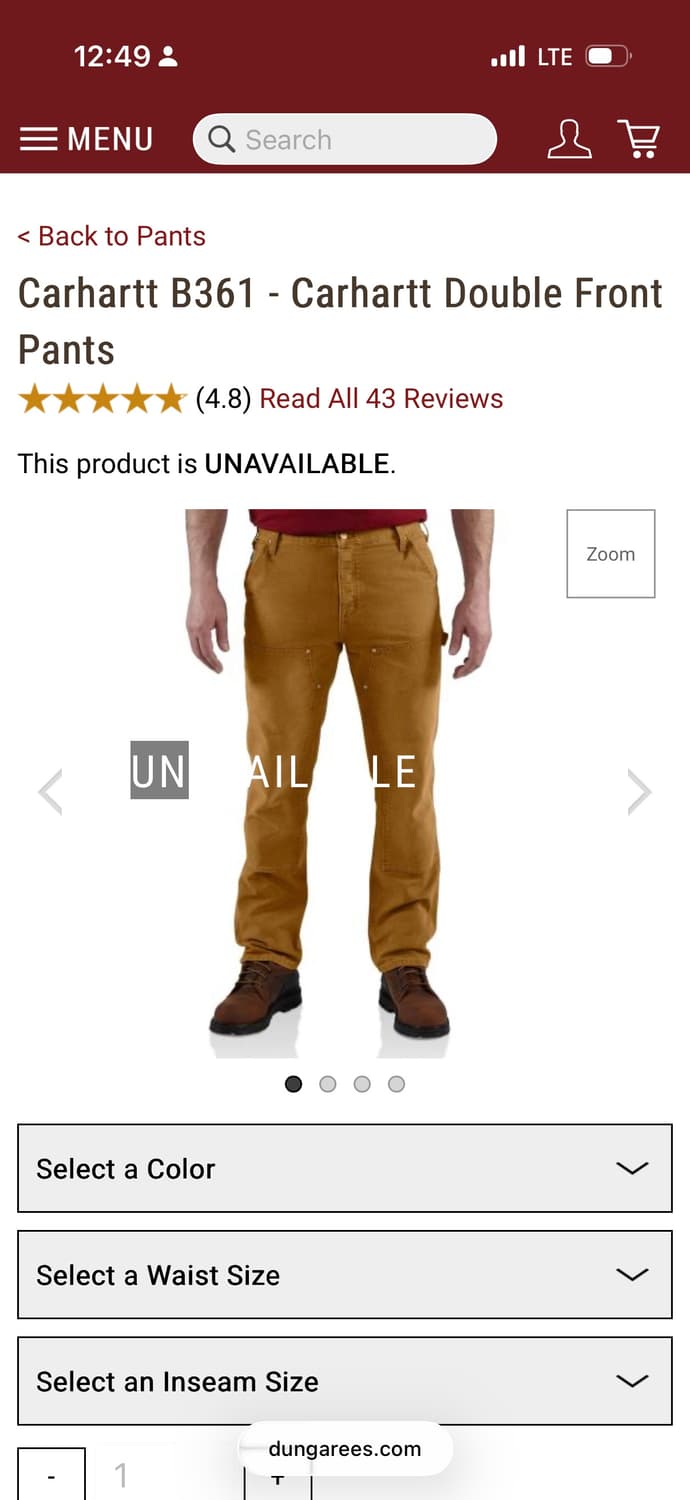 32) 칼하트 더블니 팬츠 브라운 상품이미지10