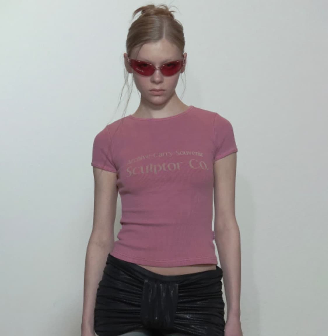 스컬프터 더스트핑크 반팔 니트 상품이미지2