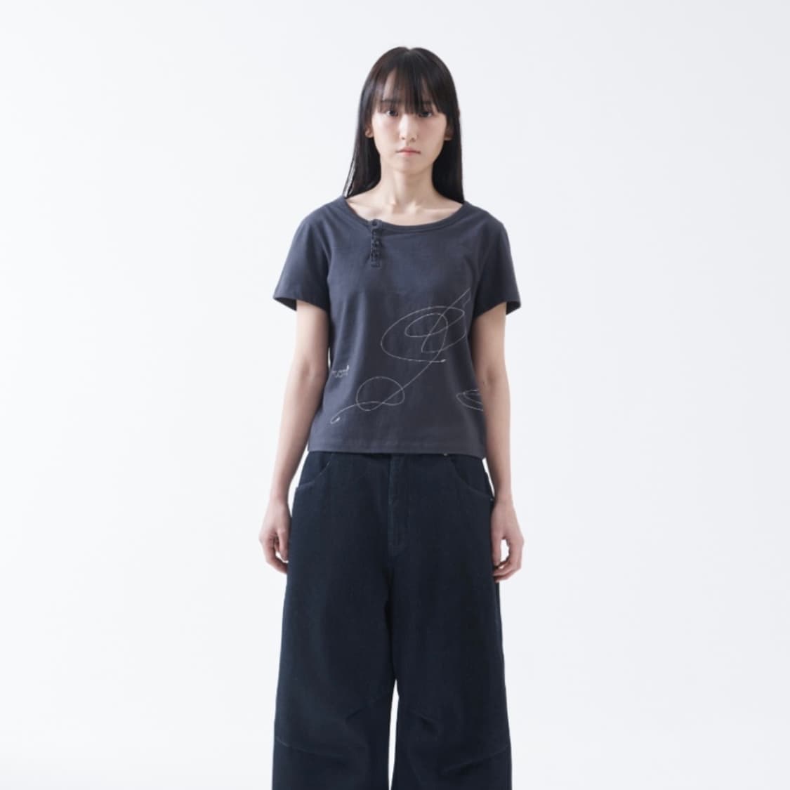 TCM stitch side henly neck T (navy) 상품이미지4