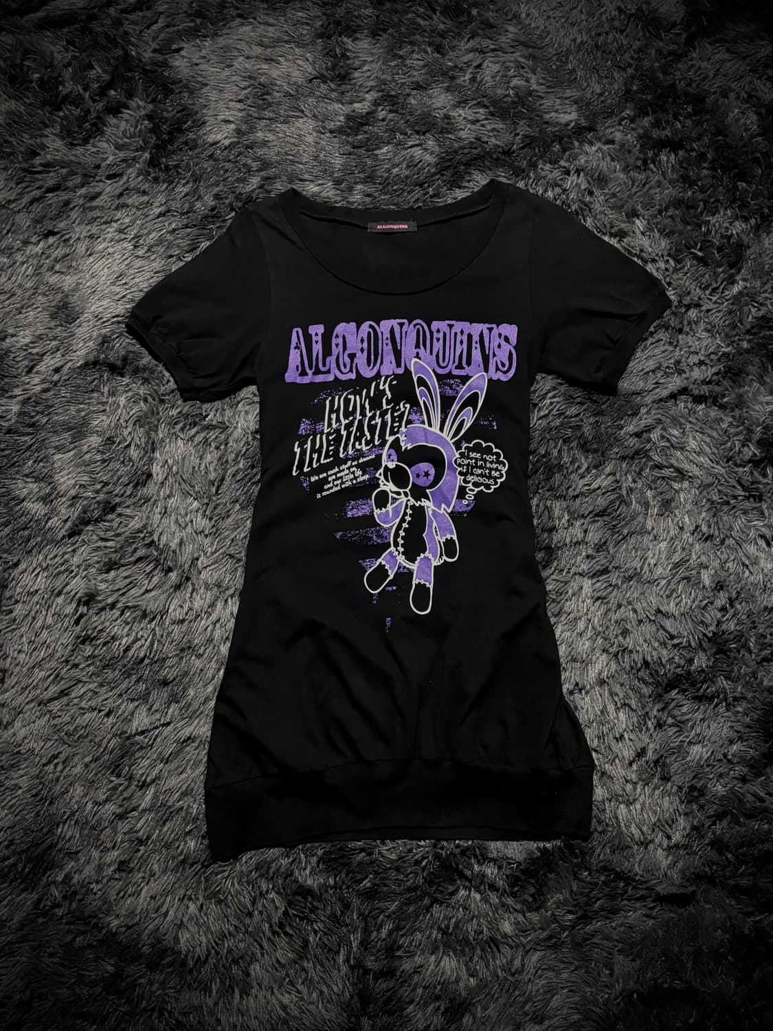 Algonquins 퍼플 버니 프린팅 펑크 반팔 티셔츠 상품이미지1