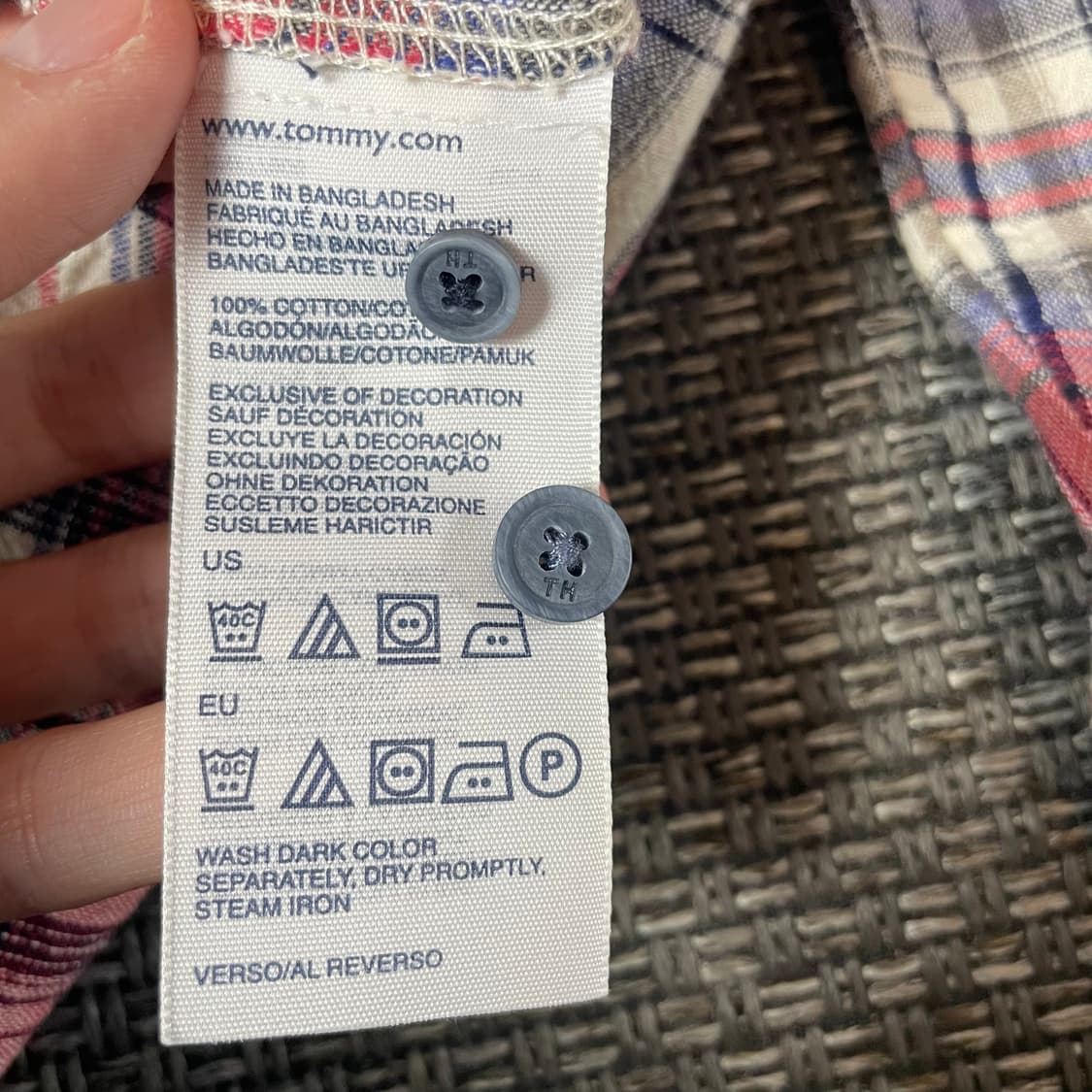 타미힐피거 레드 네이비 체크 커스텀 핏 셔츠 M 상품이미지6