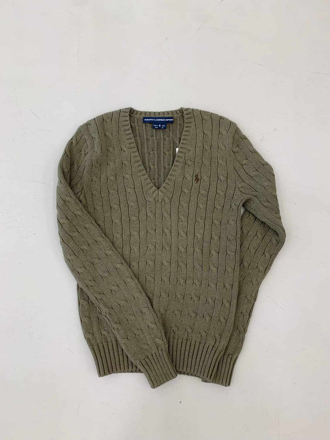 폴로 랄프로렌 스포츠 브이넥 케이블 니트 S 상품이미지1