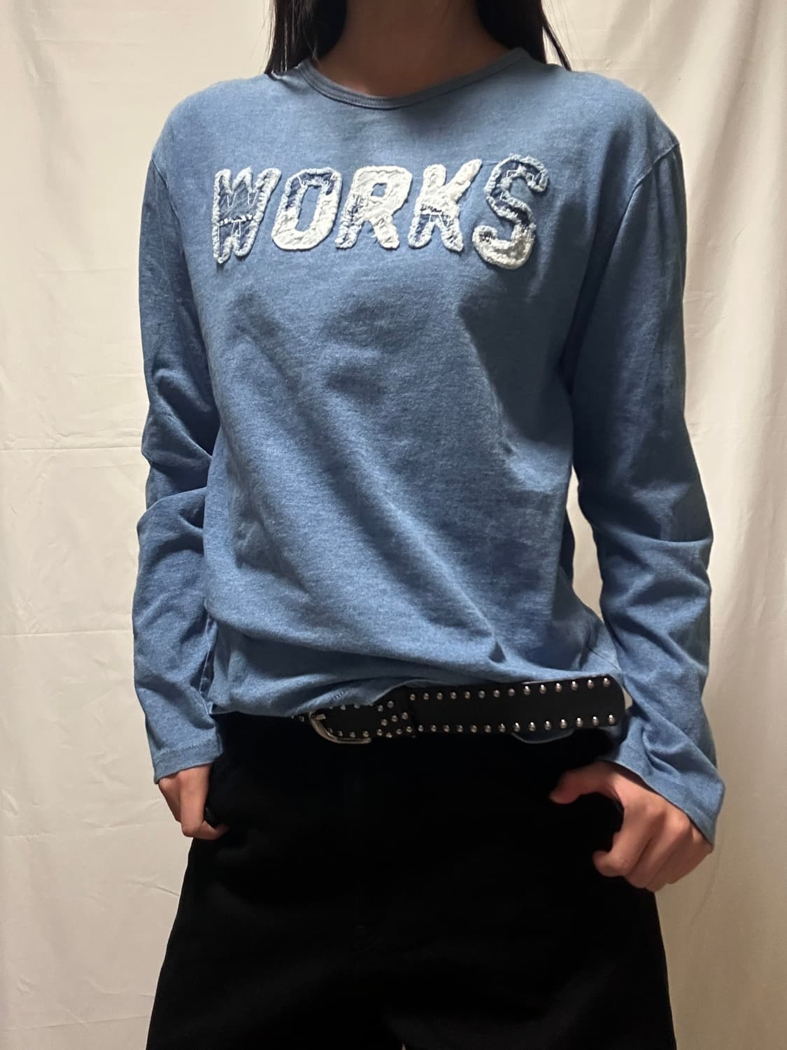 빈티지 패치워크 코튼 긴팔티셔츠 상품이미지3