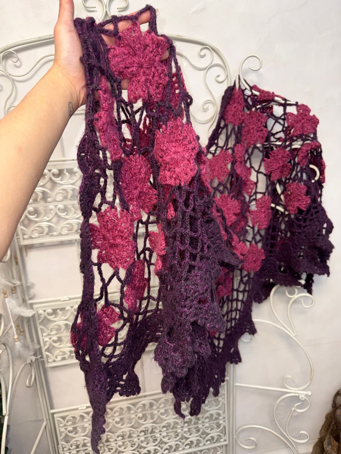 Purple violet crochet shawl muffler 상품이미지4