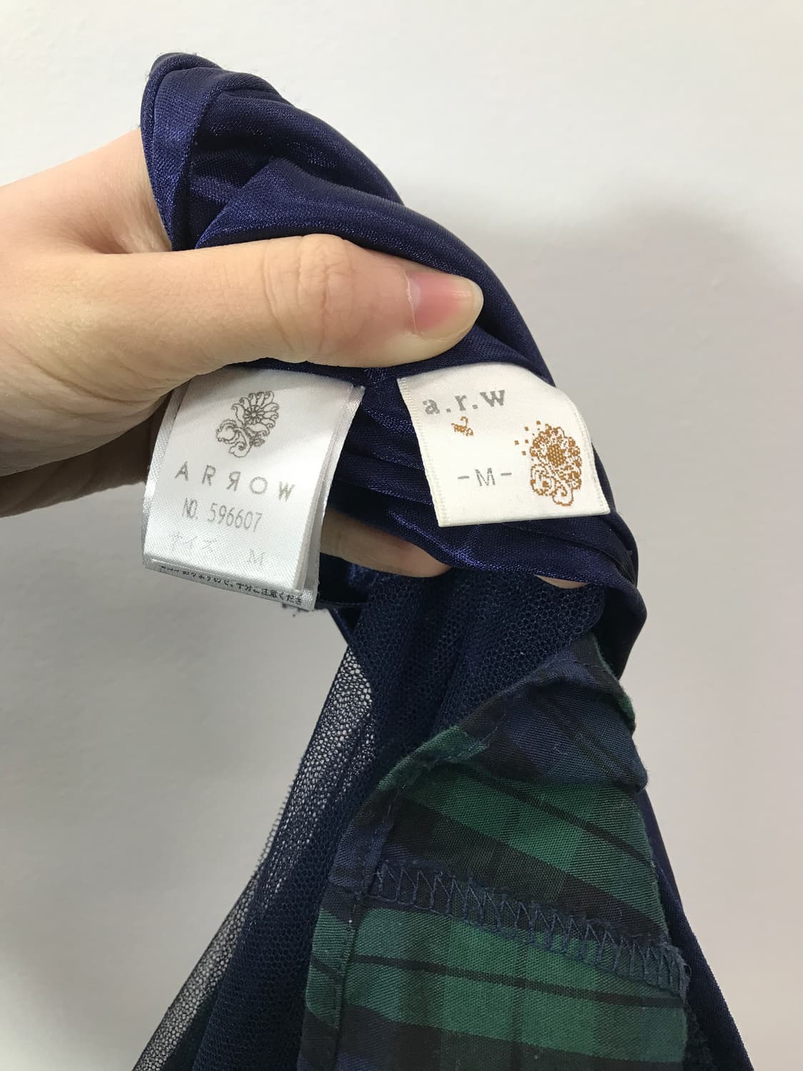 Jpn Navy Layered Green Plaid Midi Skirt 상품이미지8