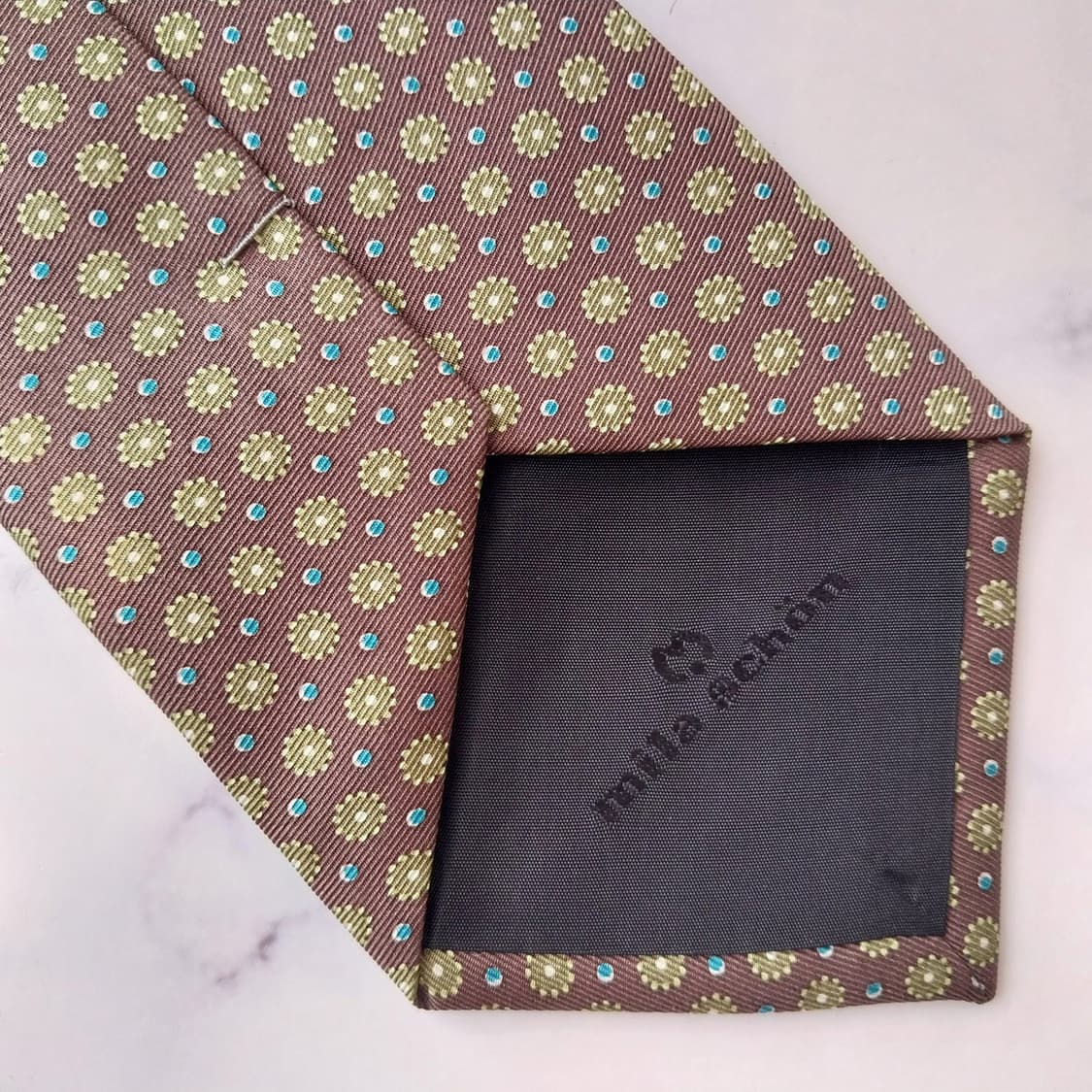 밀라숀 실크 브라운 플라워 패턴 넥타이 9.5cm A+등급 K2326 상품이미지8