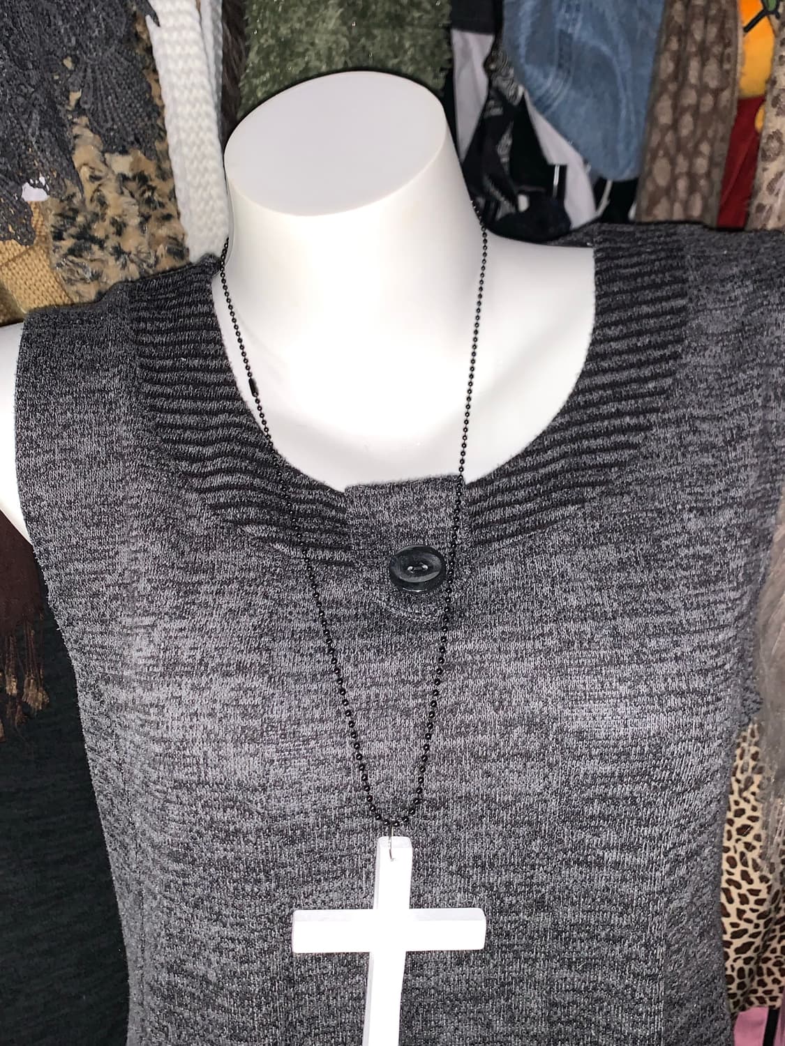 무채색 모리 버튼 단가라 탑 상품이미지2