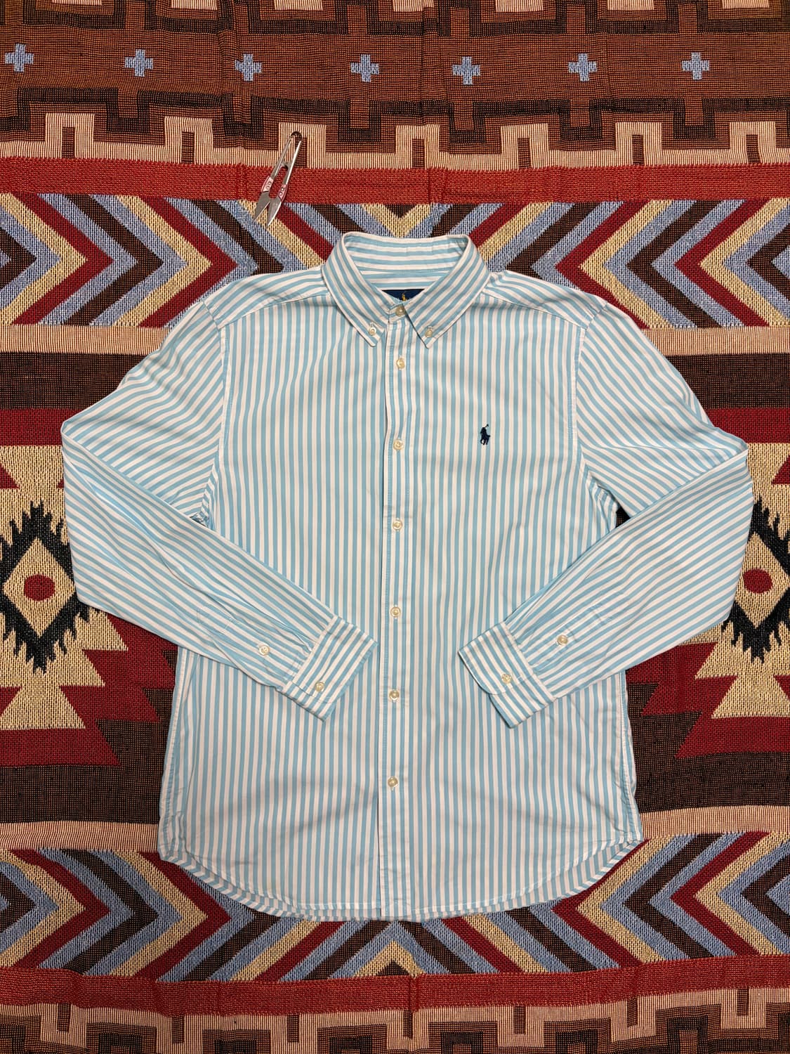 여성66) 폴로 랄프로렌 스트라이프 셔츠 하늘색 상품이미지1
