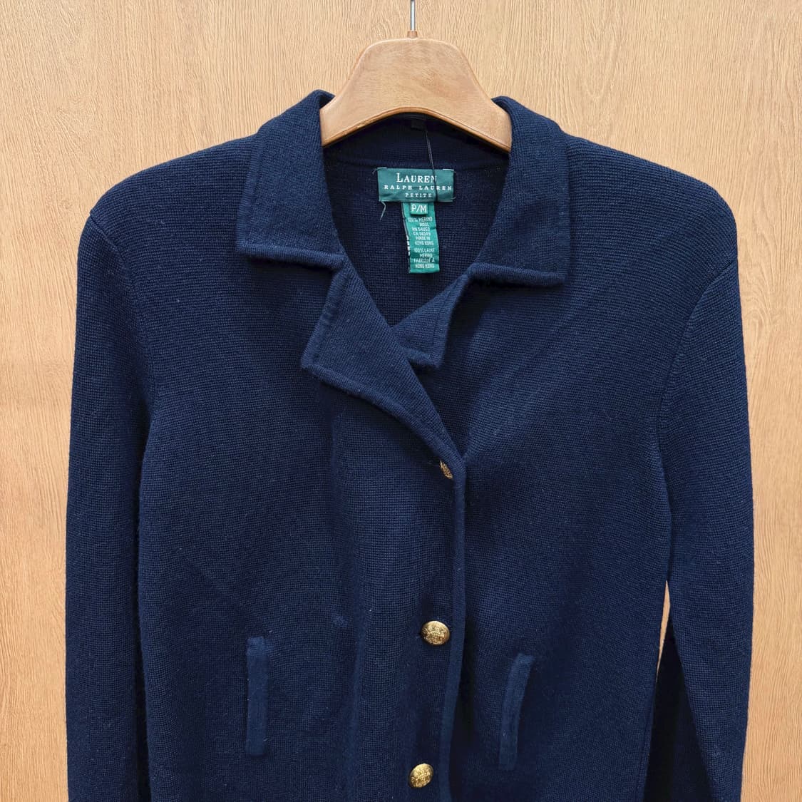 폴로 랄프 로렌 울 니트 노치드 라펠 금장 브라스 버튼 디테일 네이비 상품이미지4