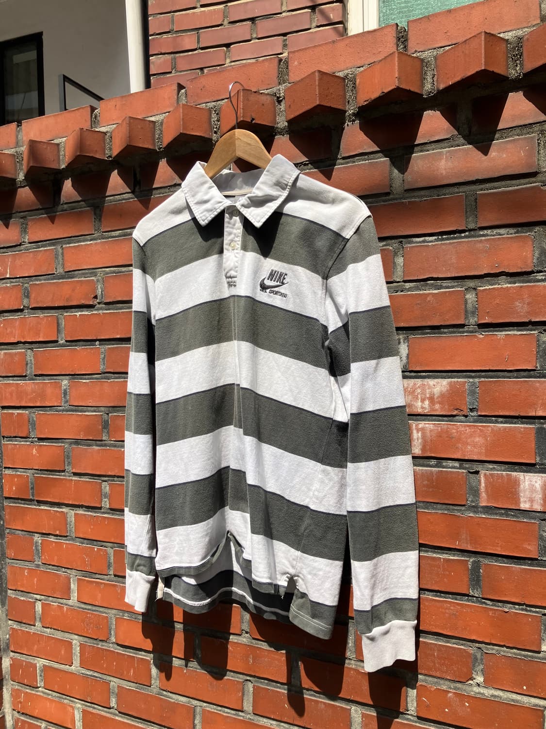 Nike 자수 로고 스트라이프 럭비 셔츠 XL 상품이미지4