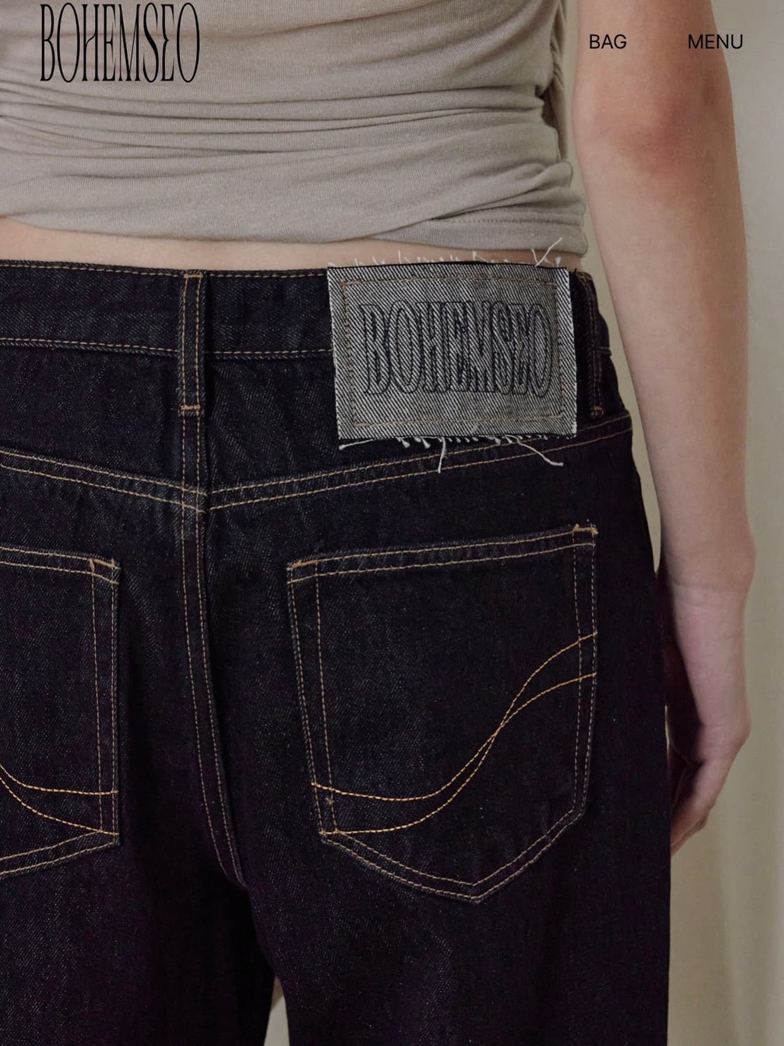 EMBROIDERY LOGO ROLL-UP DENIM, BL 상품이미지3
