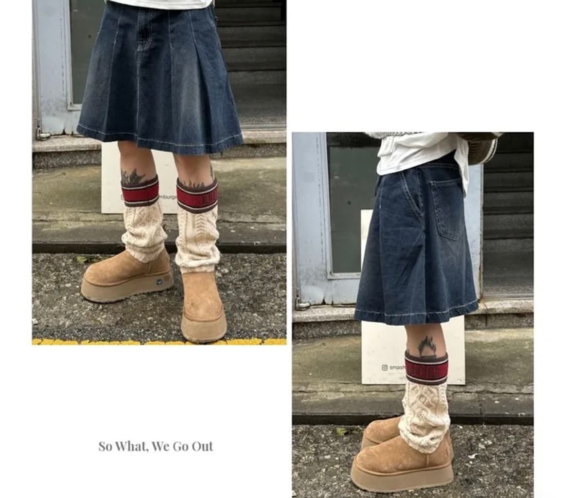 테니스 미디 플리츠 데님 스커트 상품이미지4