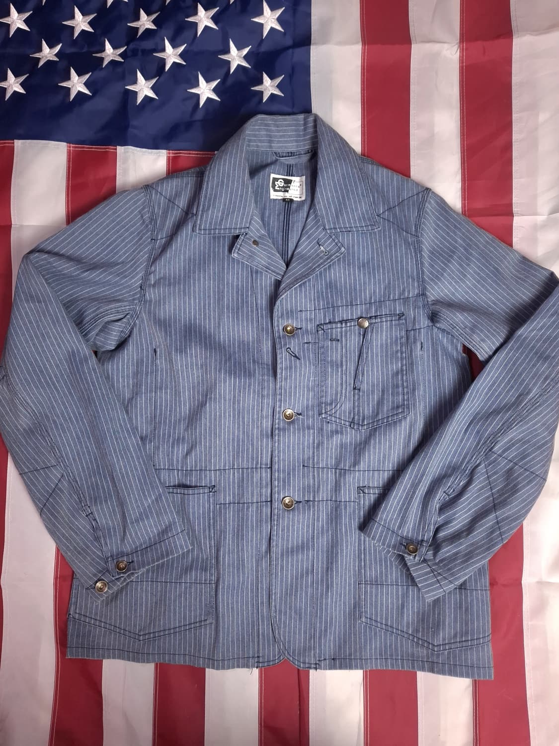 새제품급 오리지날 엔지니어드가먼츠 스트라이프 워크자켓 상품이미지1