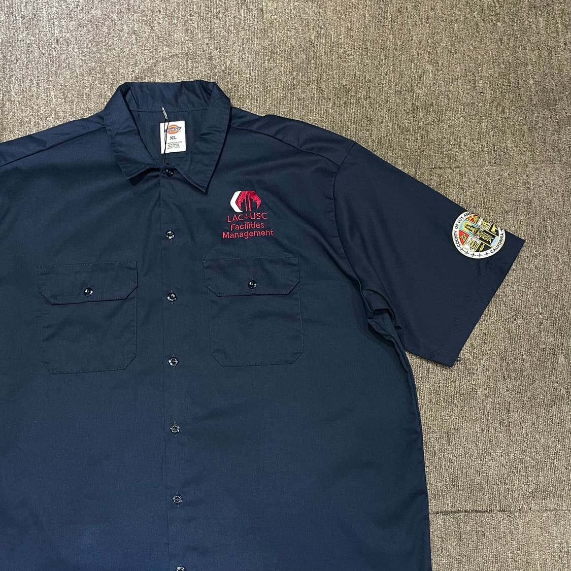 (XL) Dickies 디키즈 반팔 워크 셔츠 패치 네이비 상품이미지3