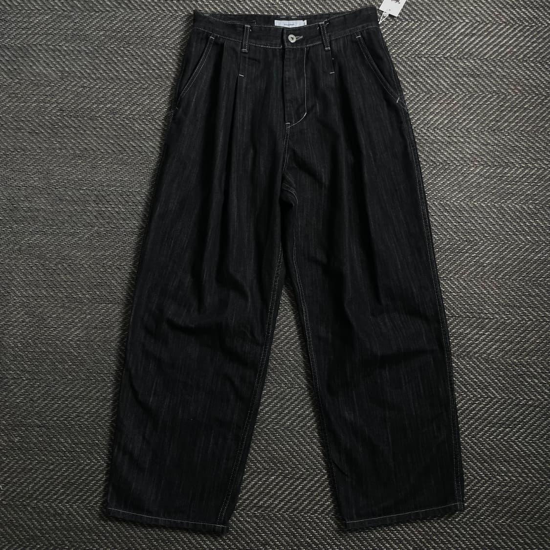 Xerobnr 블랙 투 턱 와이드 데님 팬츠o 4019 상품이미지1