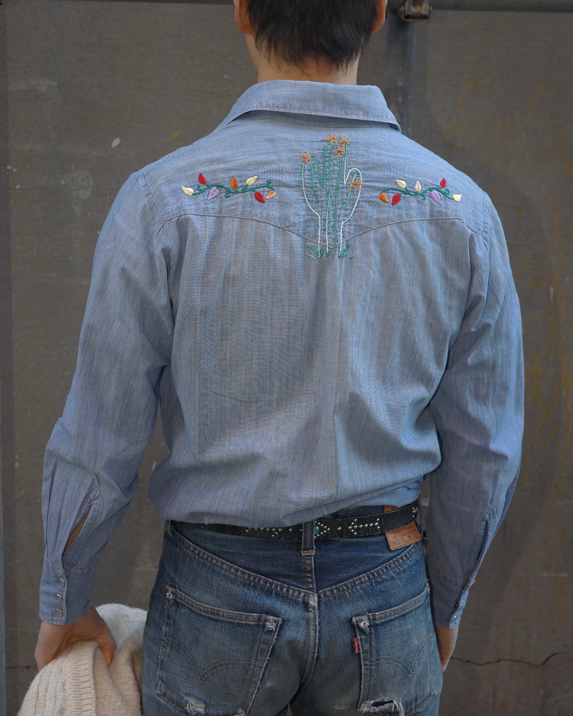 70‘s Lee 핸드 자수 샴브레이 셔츠 상품이미지8