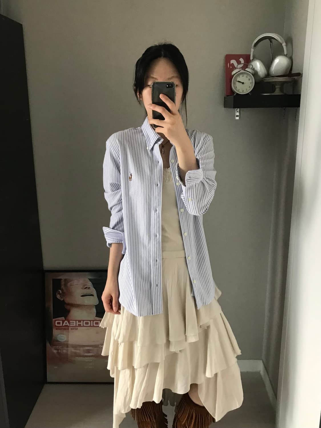 폴로 랄프로렌 포니로고 스트라이프 KNIT OXFOR 셔츠 . 상품이미지3
