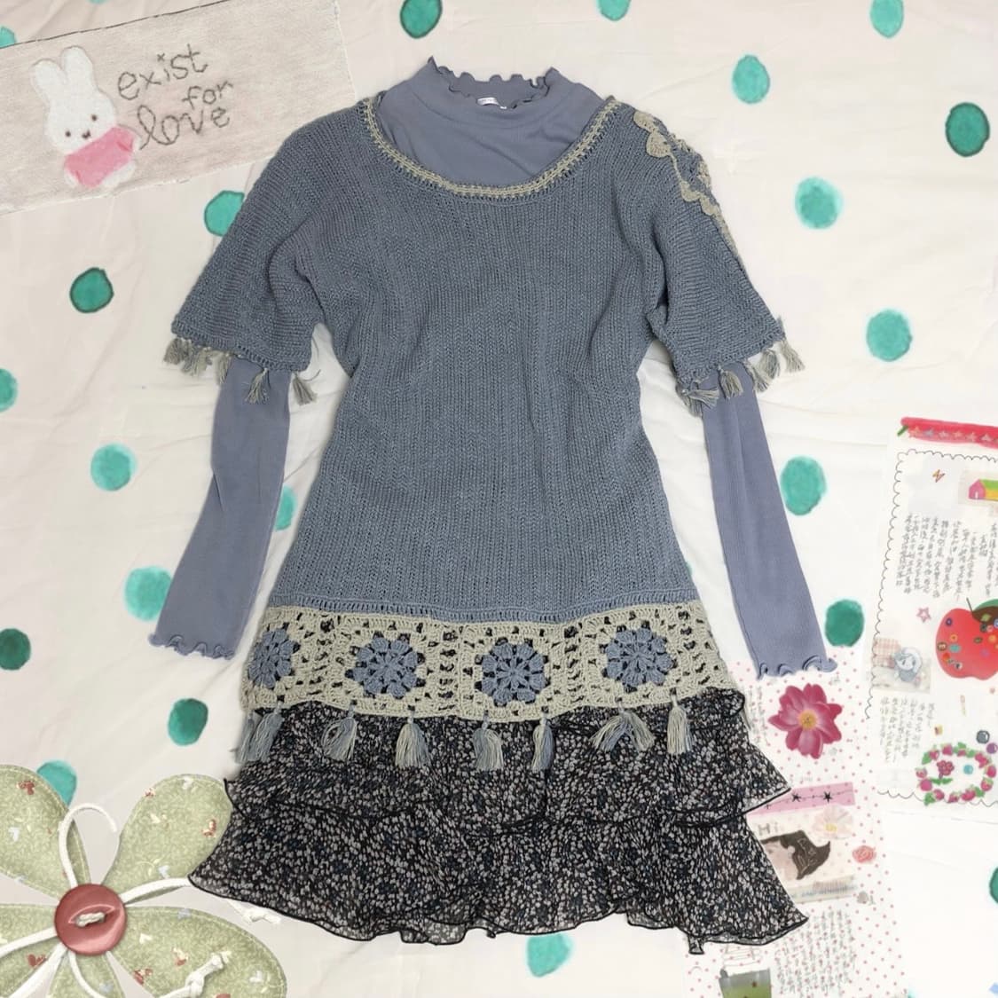 Japanese Vintage 𓇼 하구미 모리걸 코디 세트 3p 상품이미지1