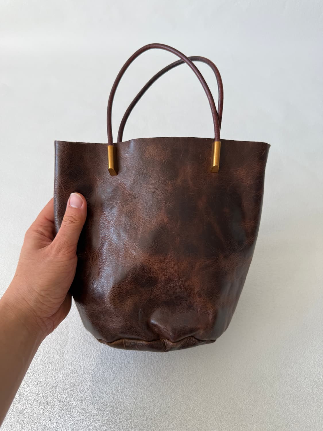 Pre owned 레더 토트 크로스백(황동 부자재) 상품이미지3