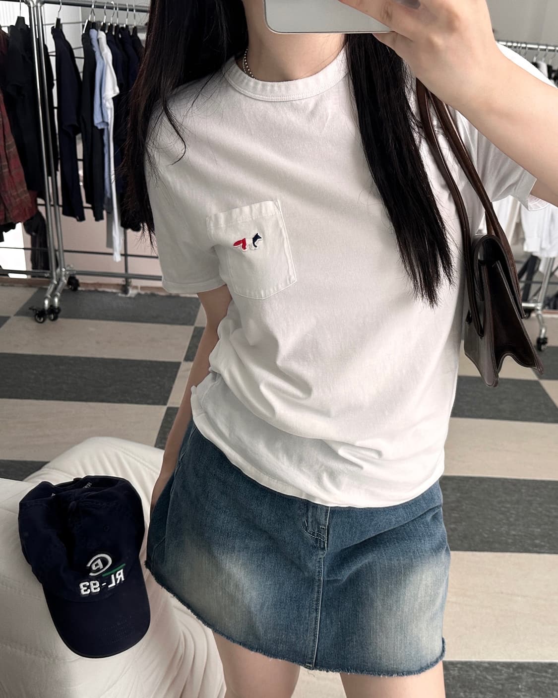메종키츠네 트리컬러 폭스 포켓 반팔 티셔츠  상품이미지1