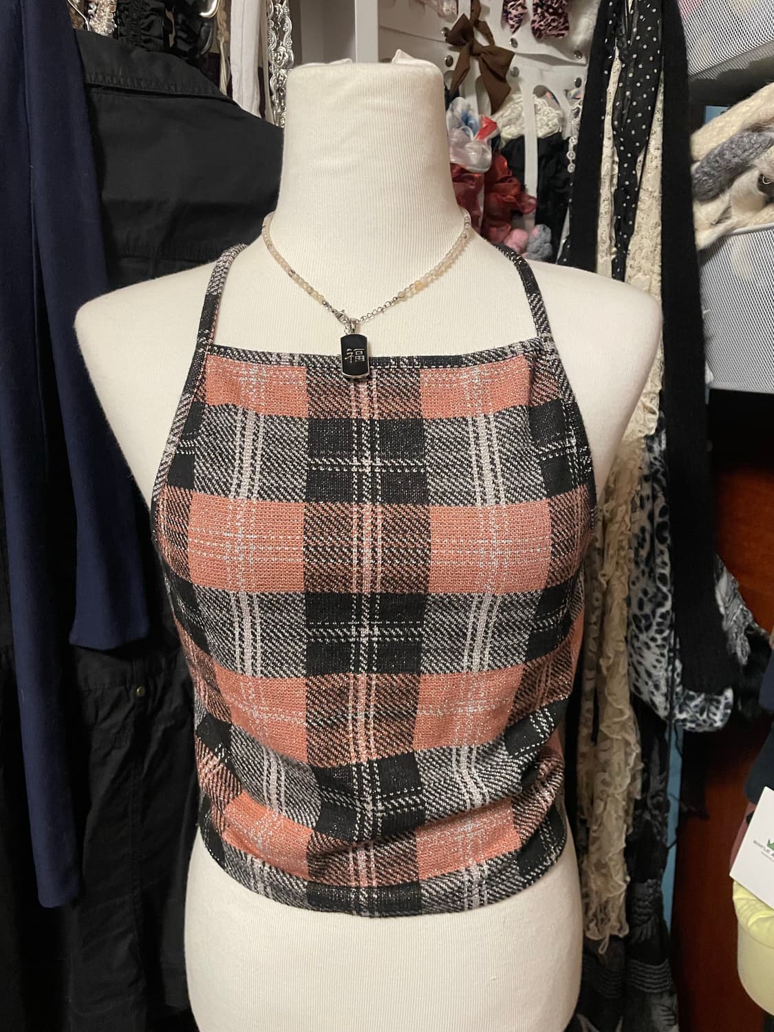 글리터 체크 탑 상품이미지2