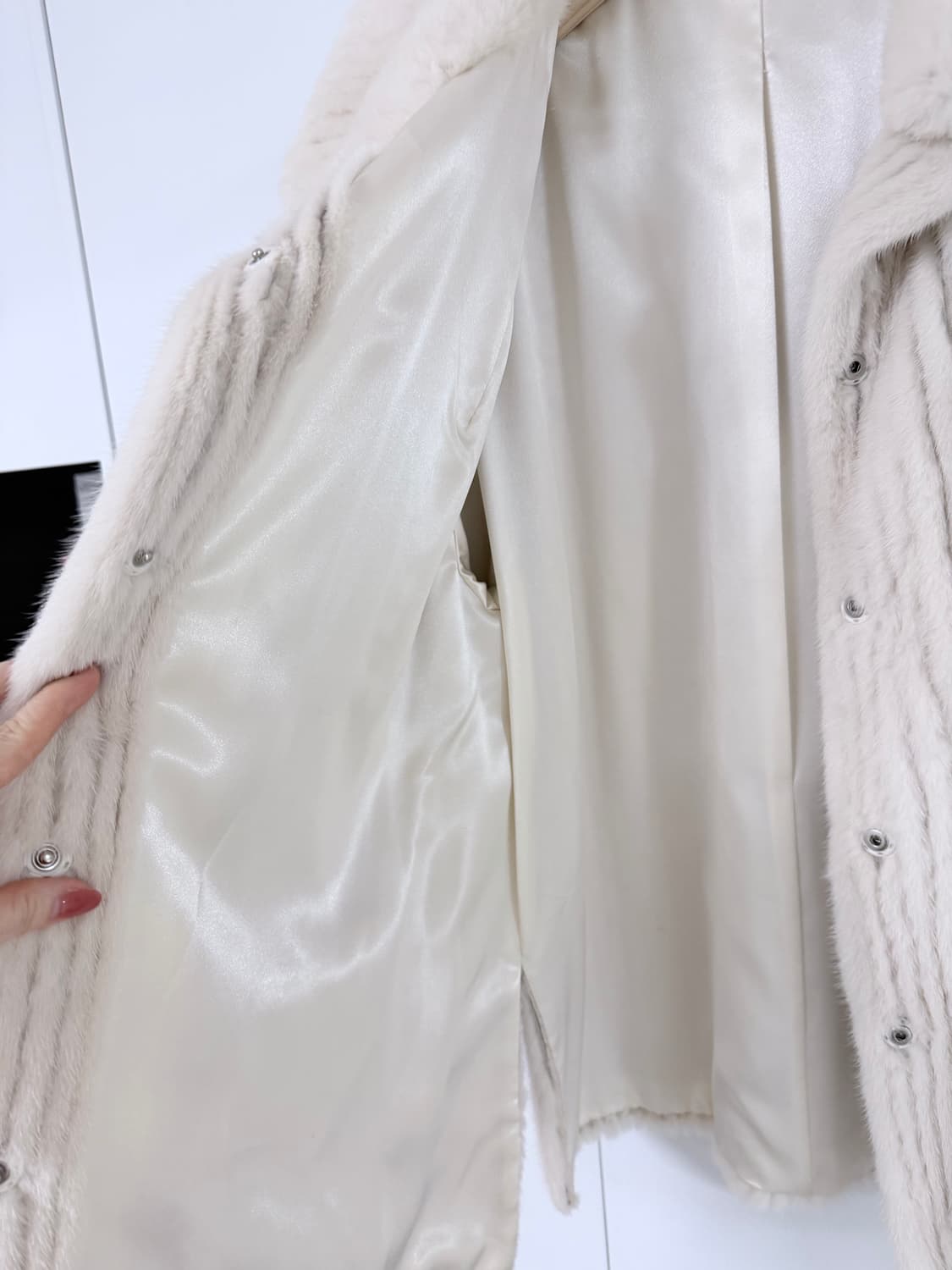 리얼양가죽 니팅밍크 화이트 그레이쉬 자켓 상품이미지7