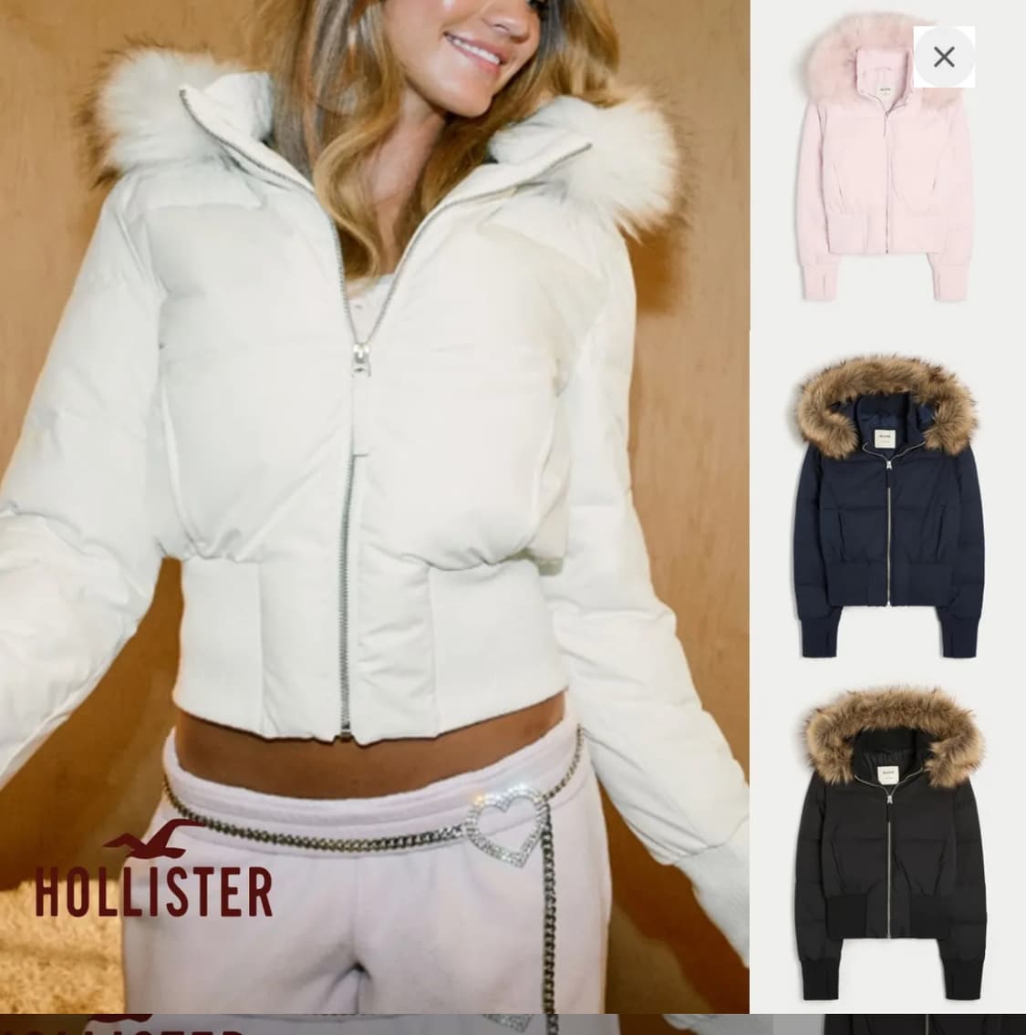 (교환) 홀리스터 퍼 트림 푸퍼 봄버 자켓 숏 상품이미지1