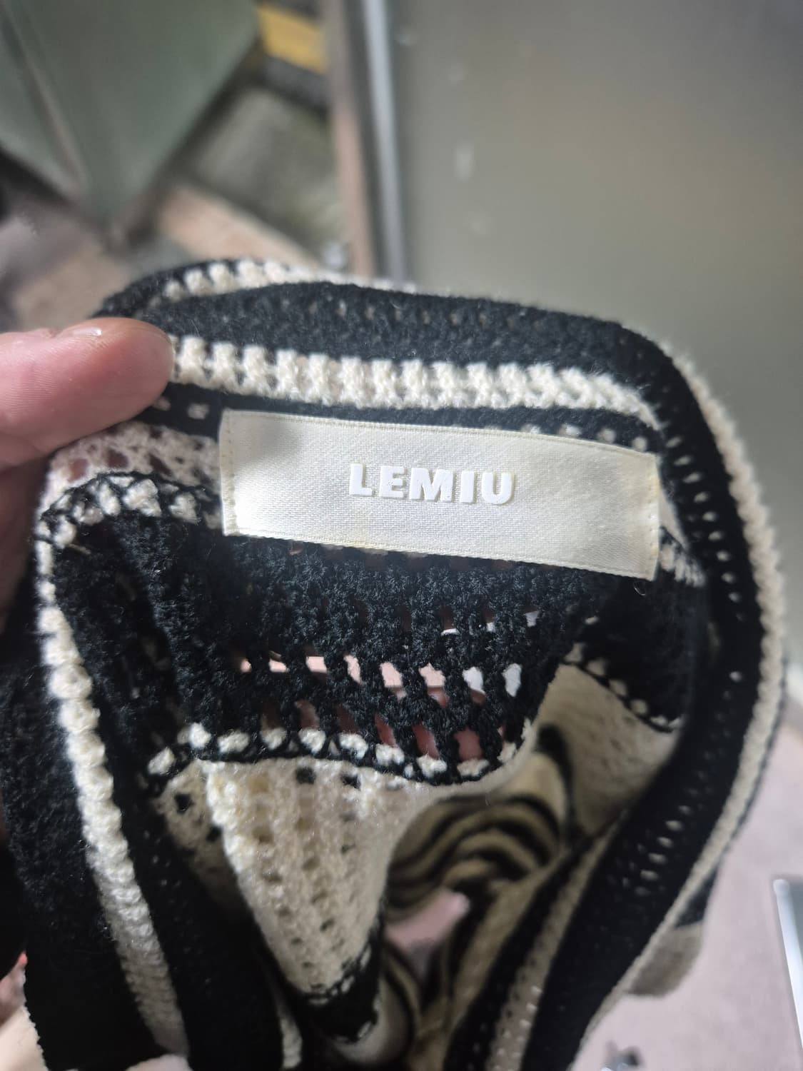 크로셰 뜨개 반팔 가디건 블랙/아이보리 상품이미지5