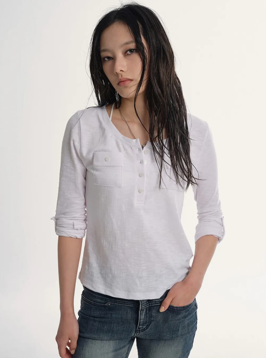 애즈온 ATLANTA POCKET TEE / WHITE 상품이미지1