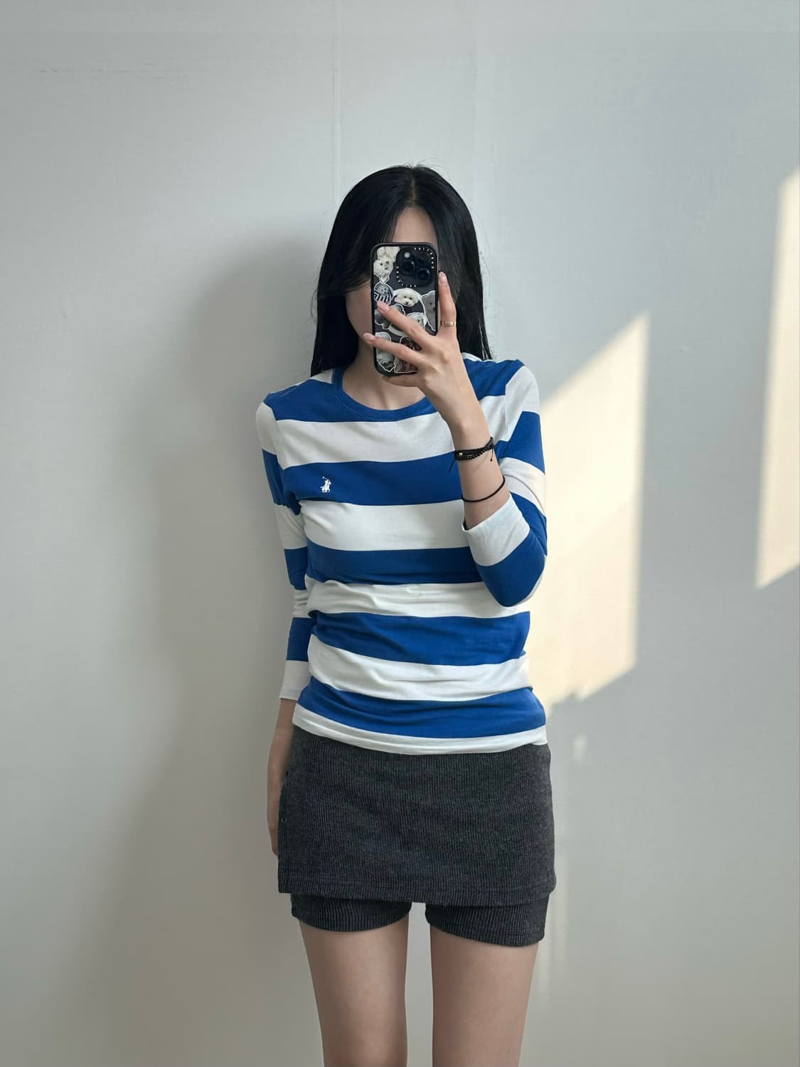 폴로 랄프로렌 자수로고 단가라 7부 긴팔 티셔츠 상품이미지1