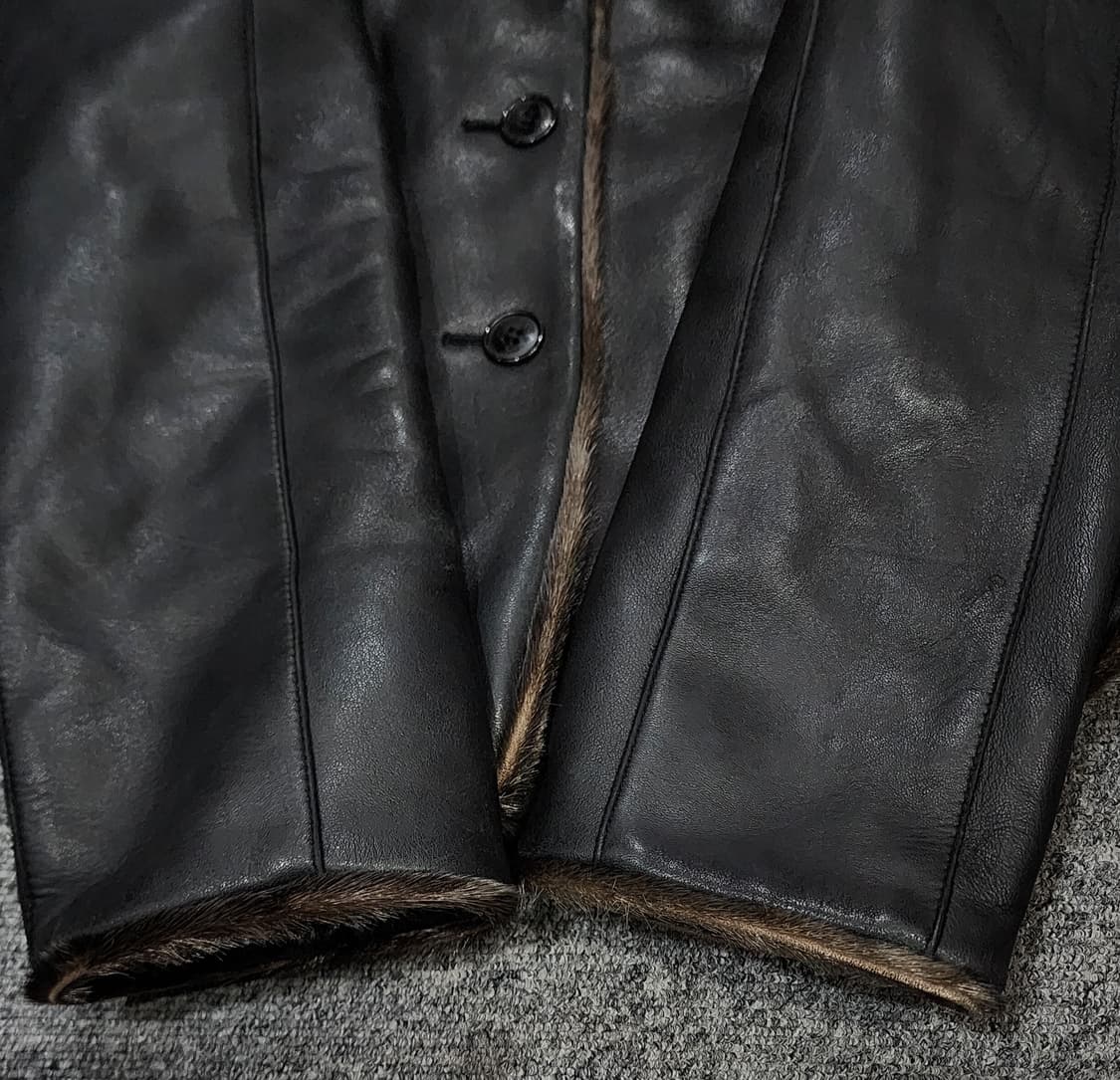 빈티지 모피 트리밍 쓰리버튼 슬림 양가죽 자켓 레더자켓 상품이미지8