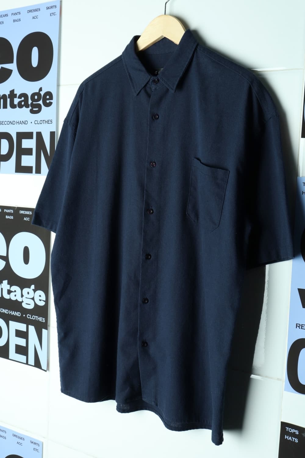 (XL-2XL) 브랜드빈티지 반팔 카라 티셔츠 네이비 미니멀-H31825 상품이미지1