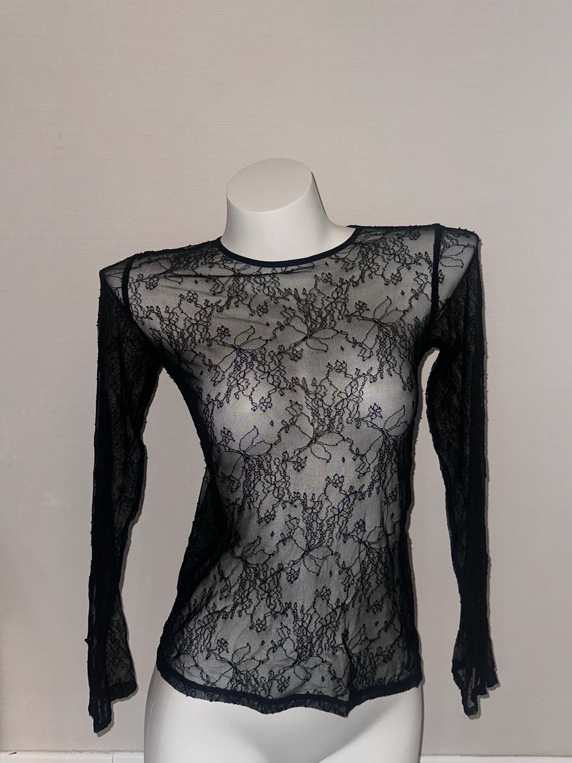 빈티지 블랙 시스루 레이스 오리엔탈 콩단추 롱슬리브 상품이미지5
