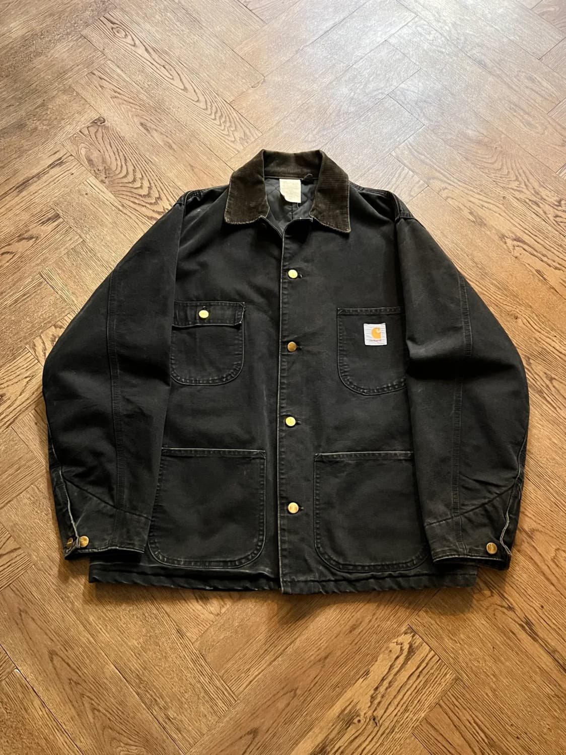 [XL]90's 칼하트 유니온메이드 USA 미시간 블랙 초어 자켓 상품이미지1