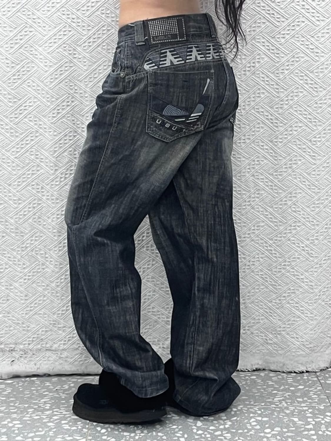 푸부 올드스쿨 보헤미안 에스닉 패턴 데님팬츠 35인치 C10164 상품이미지1