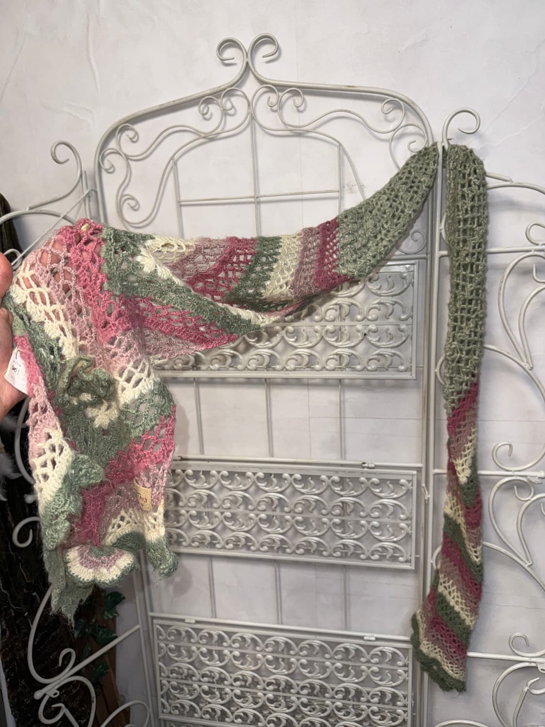 Mute pink green crochet flower muffler 상품이미지2